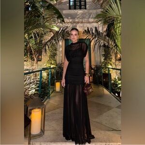 ZARA BLACK COMBINED DRAPED MIDI
DRESS